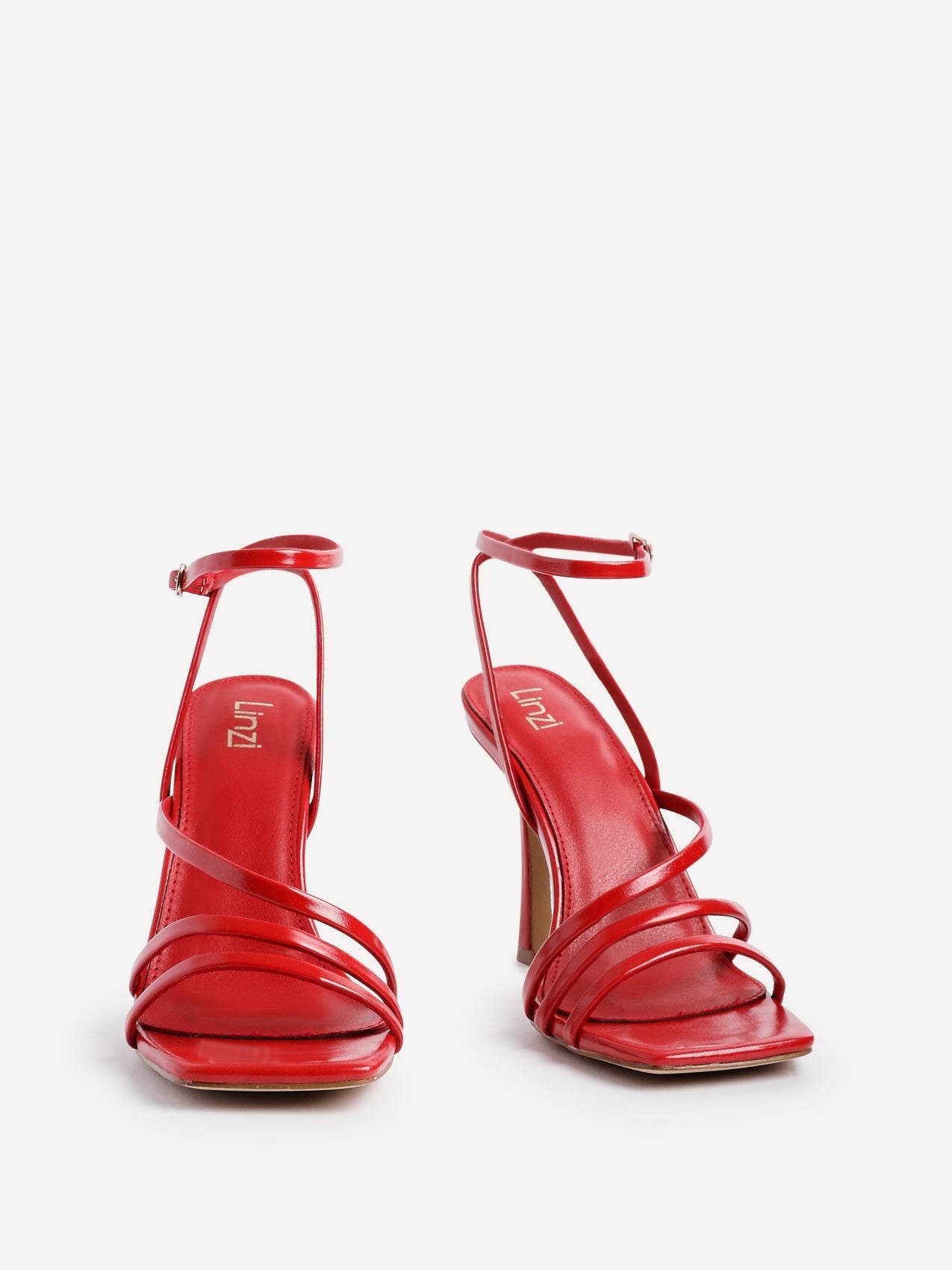 Scarlett Red Faux Leather Strappy Heels