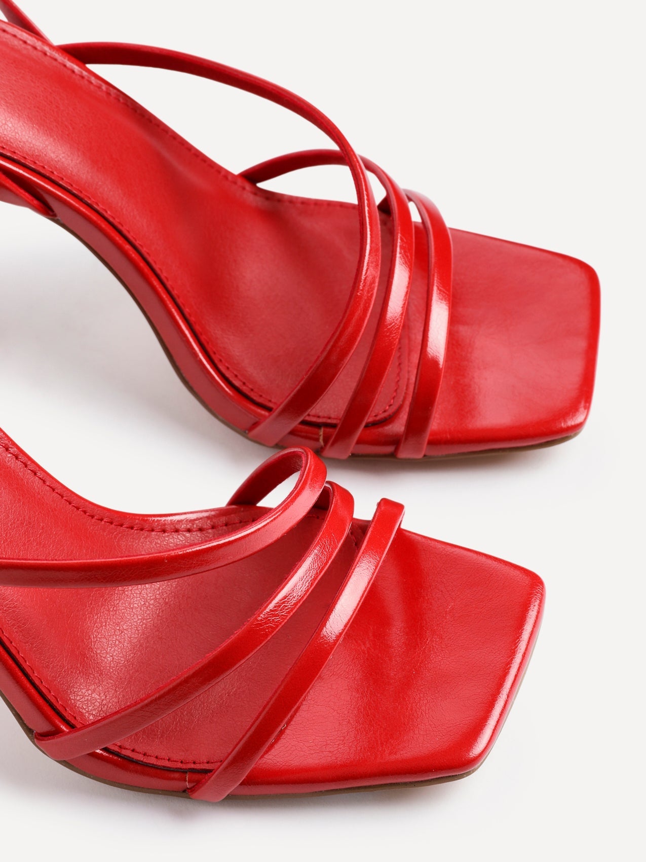 Scarlett Red Faux Leather Strappy Heels