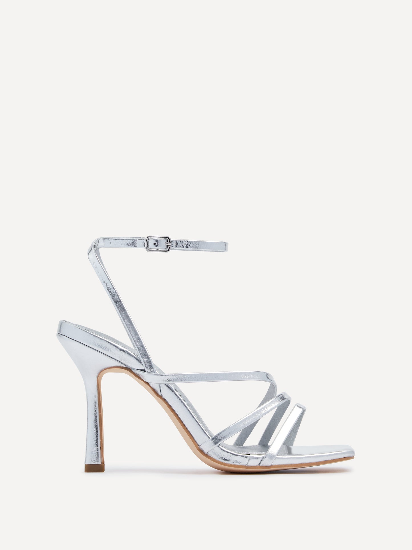 Scarlett Silver Faux Leather Strappy Heels