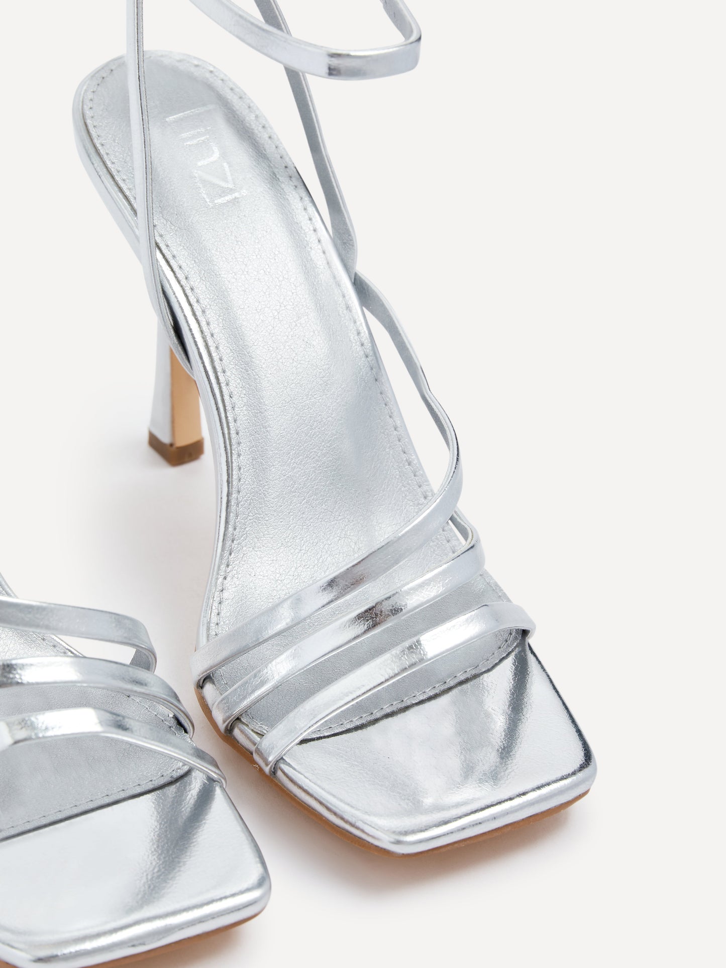 Scarlett Silver Faux Leather Strappy Heels