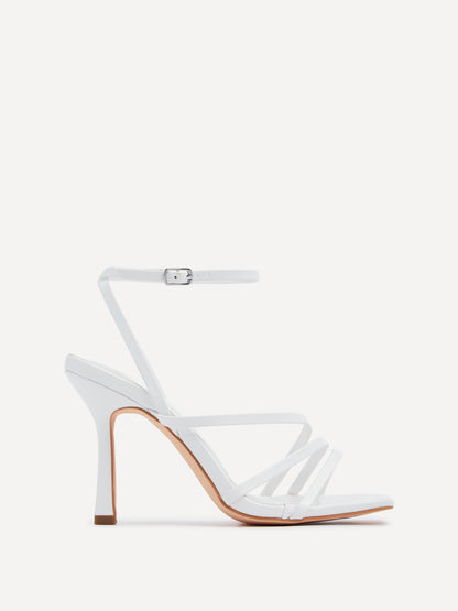 Scarlett Whtie Faux Leather Strappy Heels