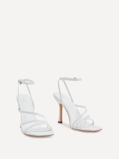 Scarlett Whtie Faux Leather Strappy Heels
