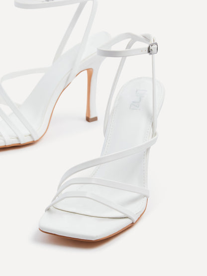 Scarlett Whtie Faux Leather Strappy Heels