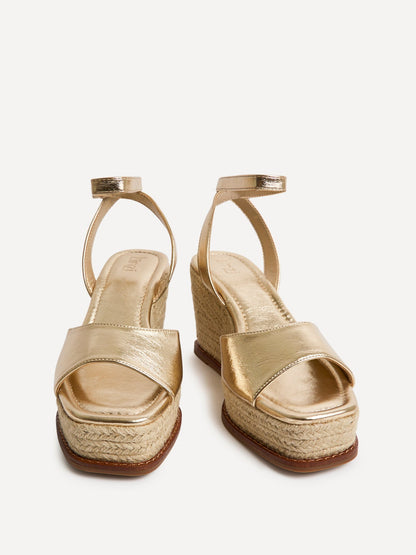 Scene Gold Wedge Sandals