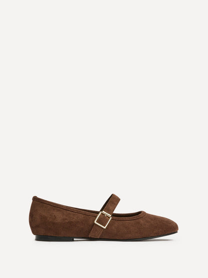 Schedule Brown Faux Suede Ballet Flats