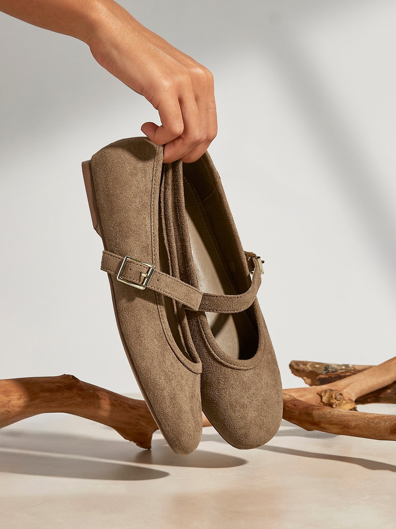 Schedule Mocha Faux Suede Ballet Flats
