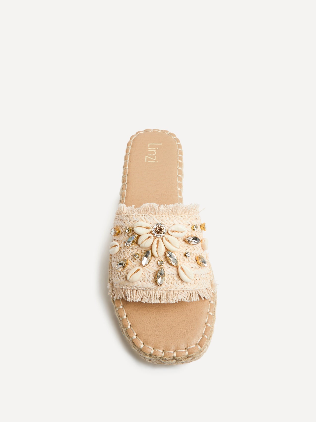 Seaside Beige Raffia Embellished Sliders