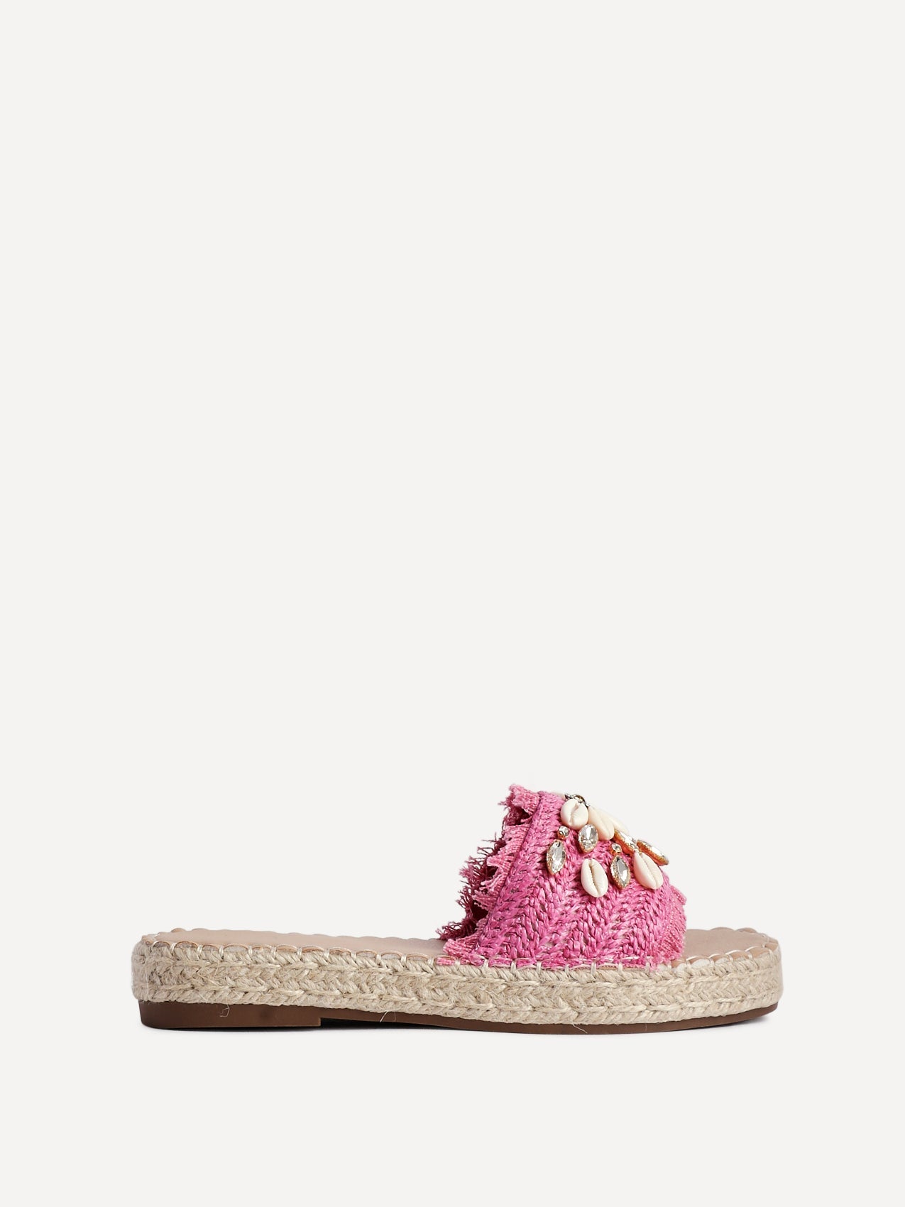 Seaside Fuchsia Raffia Embellished Sliders