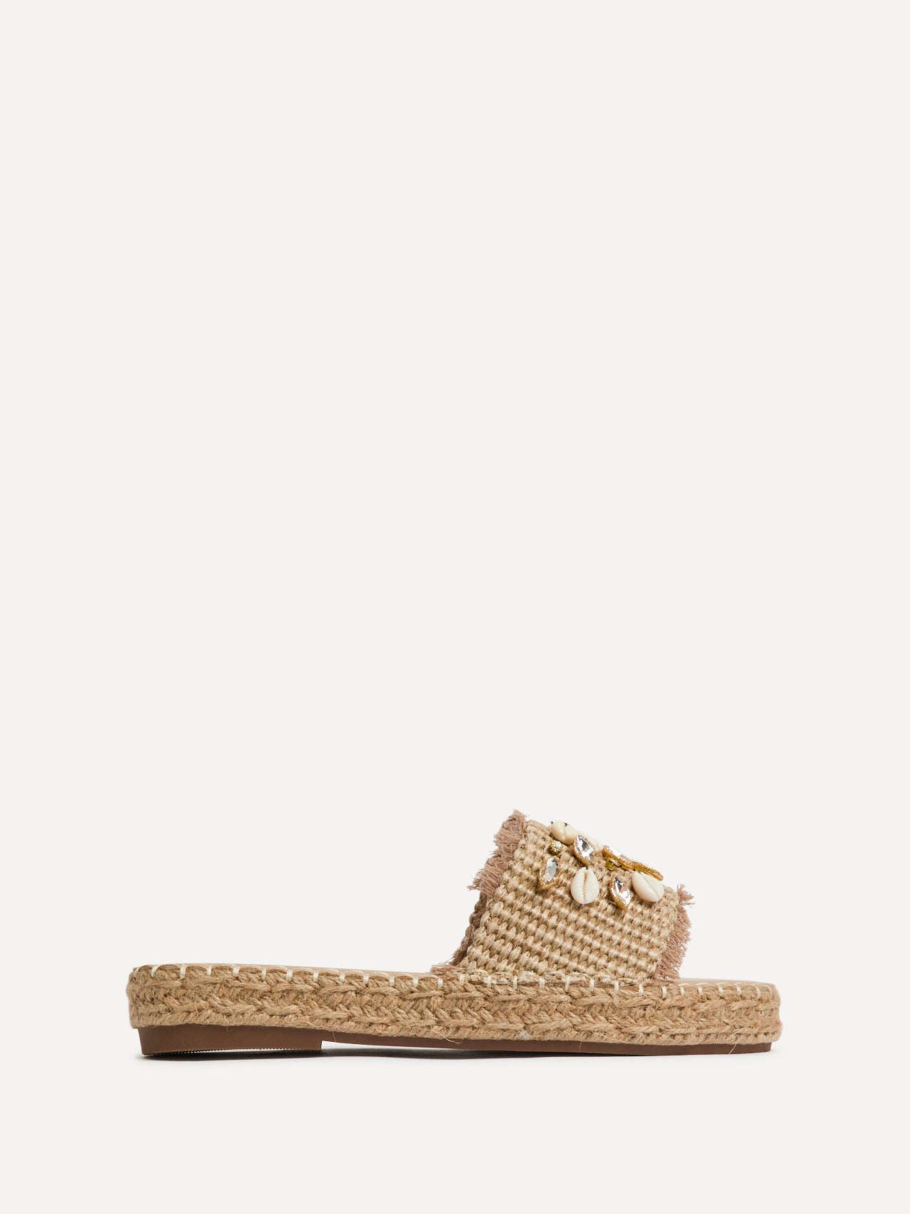 Seaside Mocha Raffia Embellished Sliders