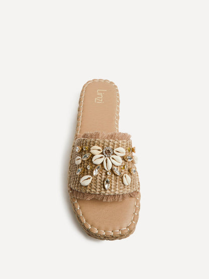 Seaside Mocha Raffia Embellished Sliders