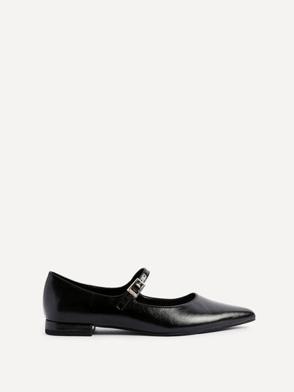 Seattle Black Faux Leather Flats
