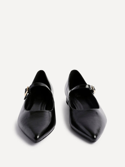 Seattle Black Faux Leather Flats