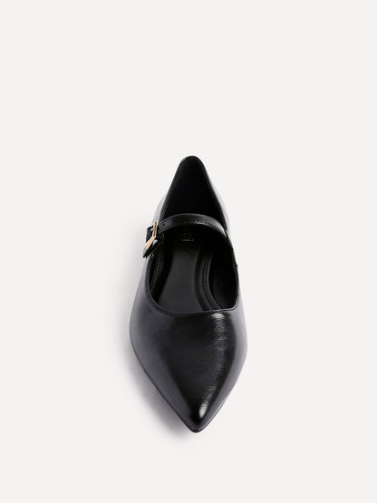 Seattle Black Faux Leather Flats