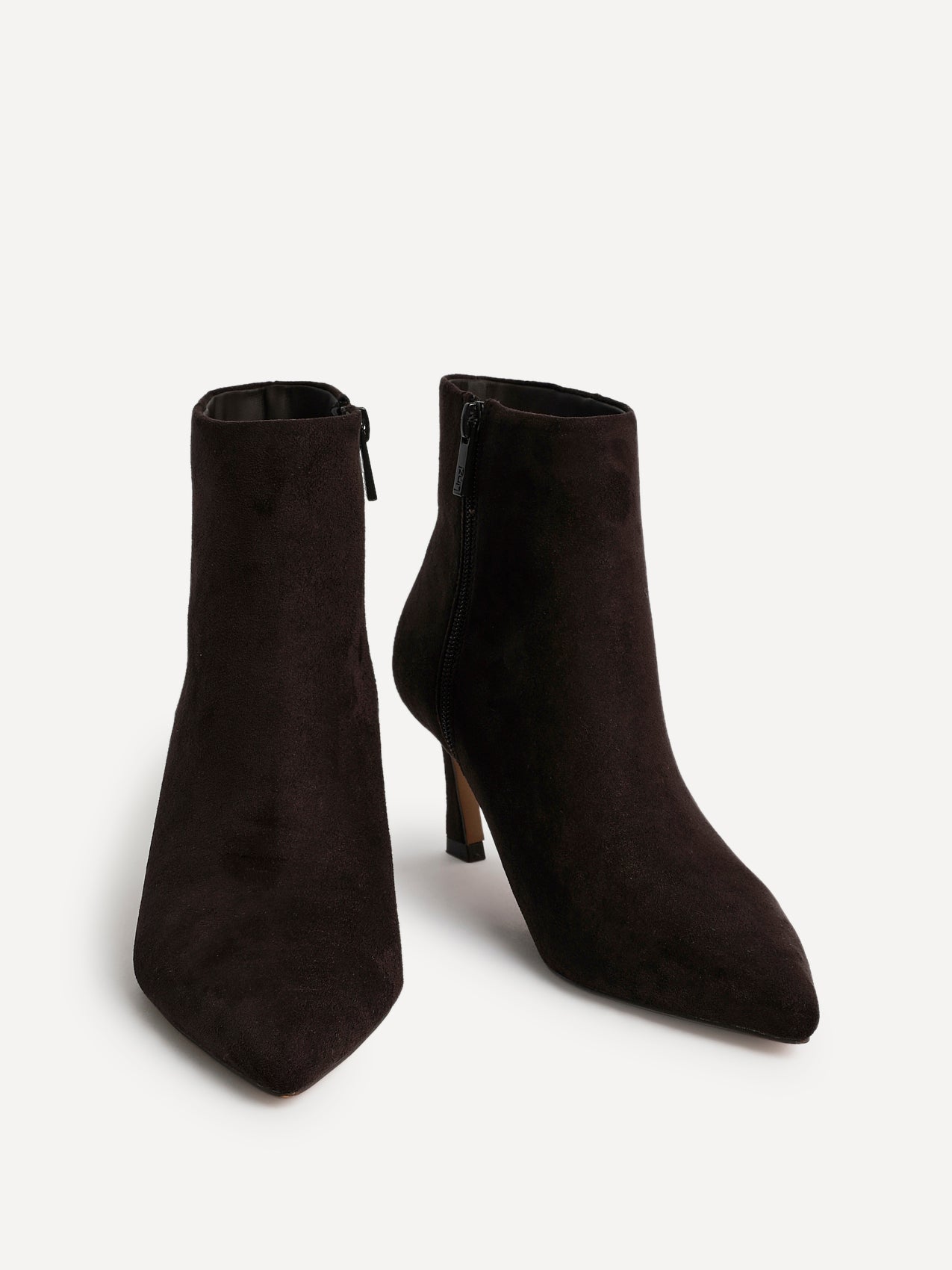 Secured Brown Faux Suede Stiletto Ankle Boots