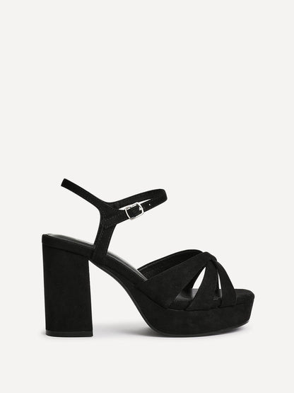 Selene Wide Fit Black Platform Heels