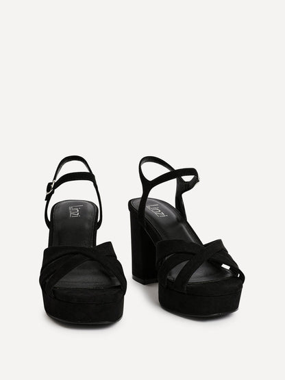 Selene Wide Fit Black Platform Heels