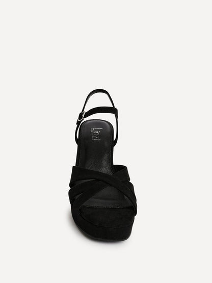 Selene Wide Fit Black Platform Heels