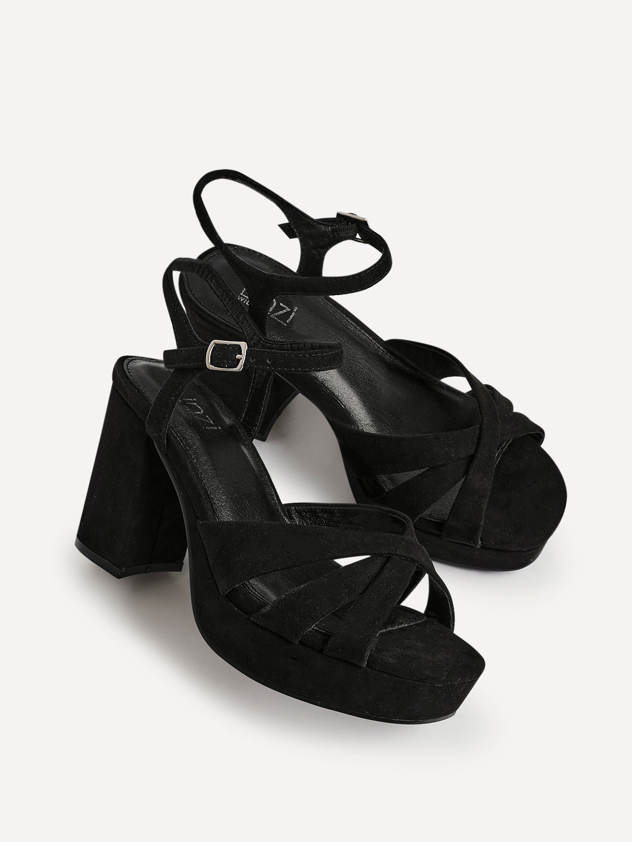 Selene Wide Fit Black Platform Heels
