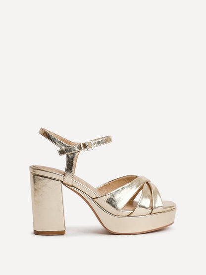 Selene Wide Fit Gold Platform Heels