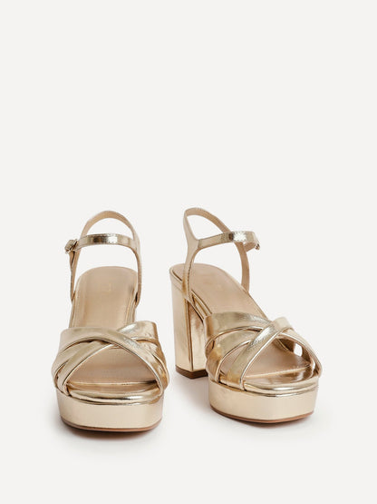 Selene Wide Fit Gold Platform Heels