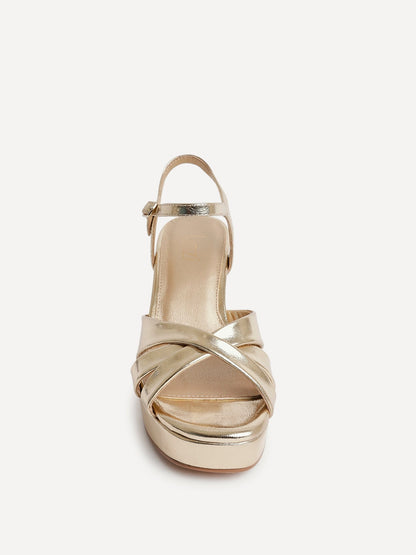 Selene Wide Fit Gold Platform Heels
