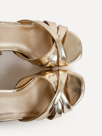 Selene Wide Fit Gold Platform Heels