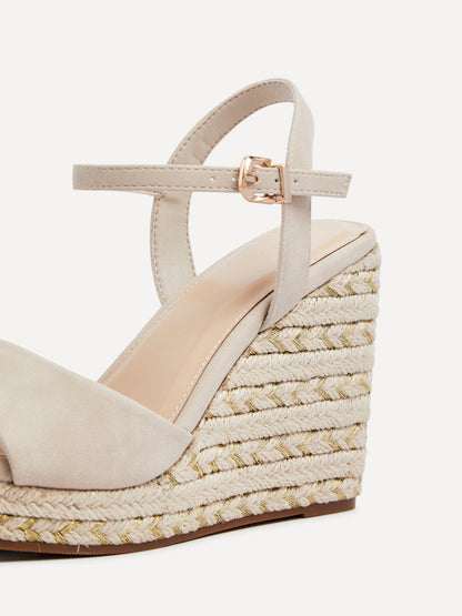Seraphina Nude Metallic Wedges