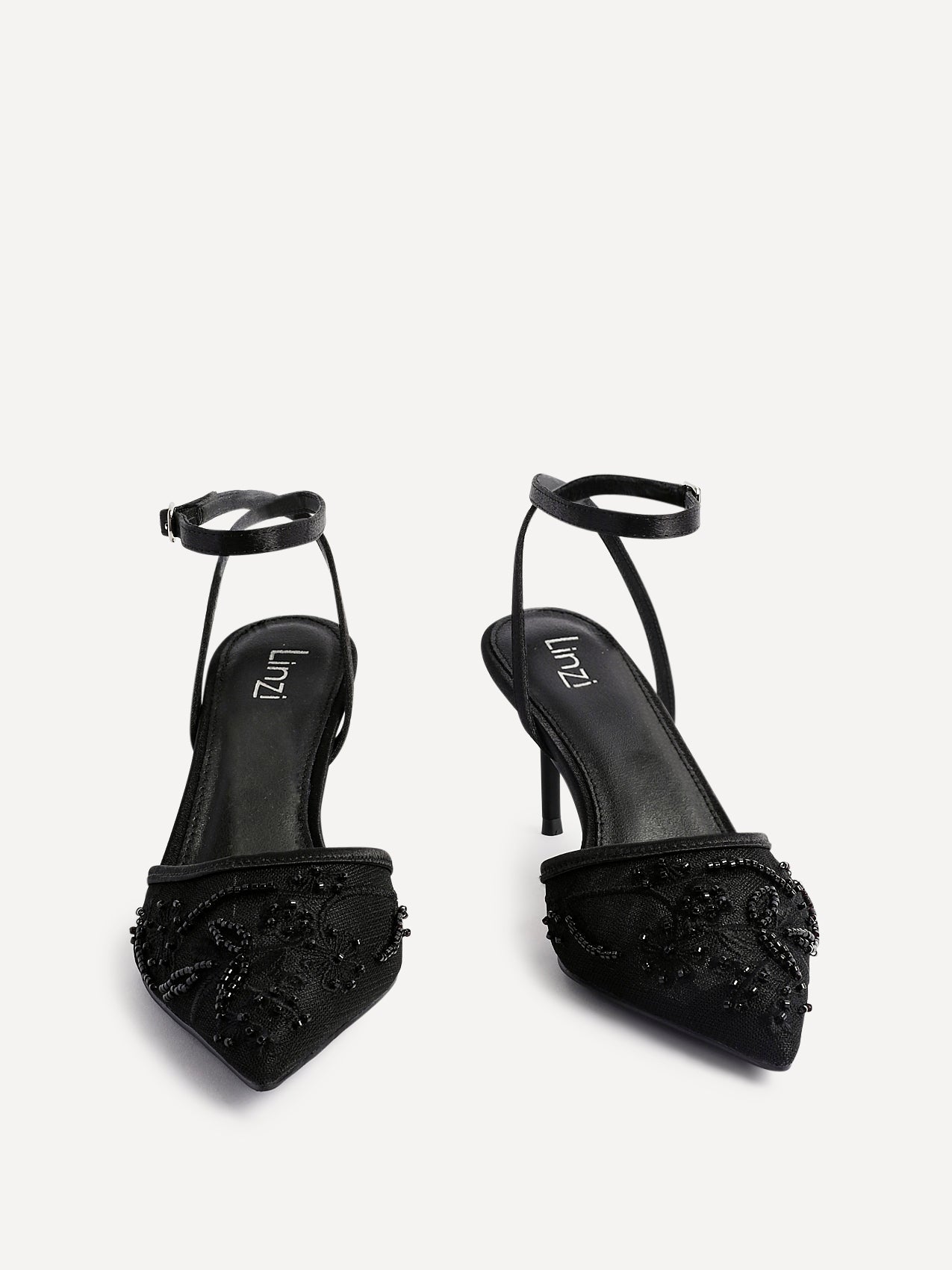 Serenade Black Beaded Mesh Court Heels