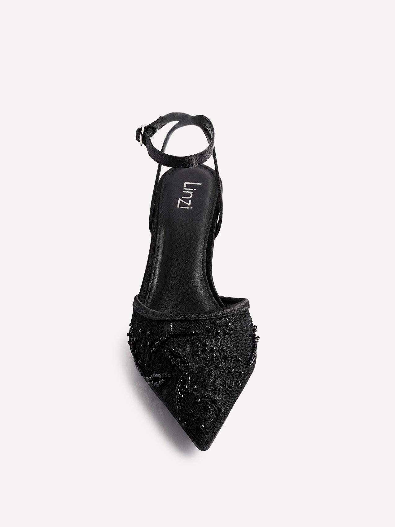 Serenade Black Beaded Mesh Court Heels