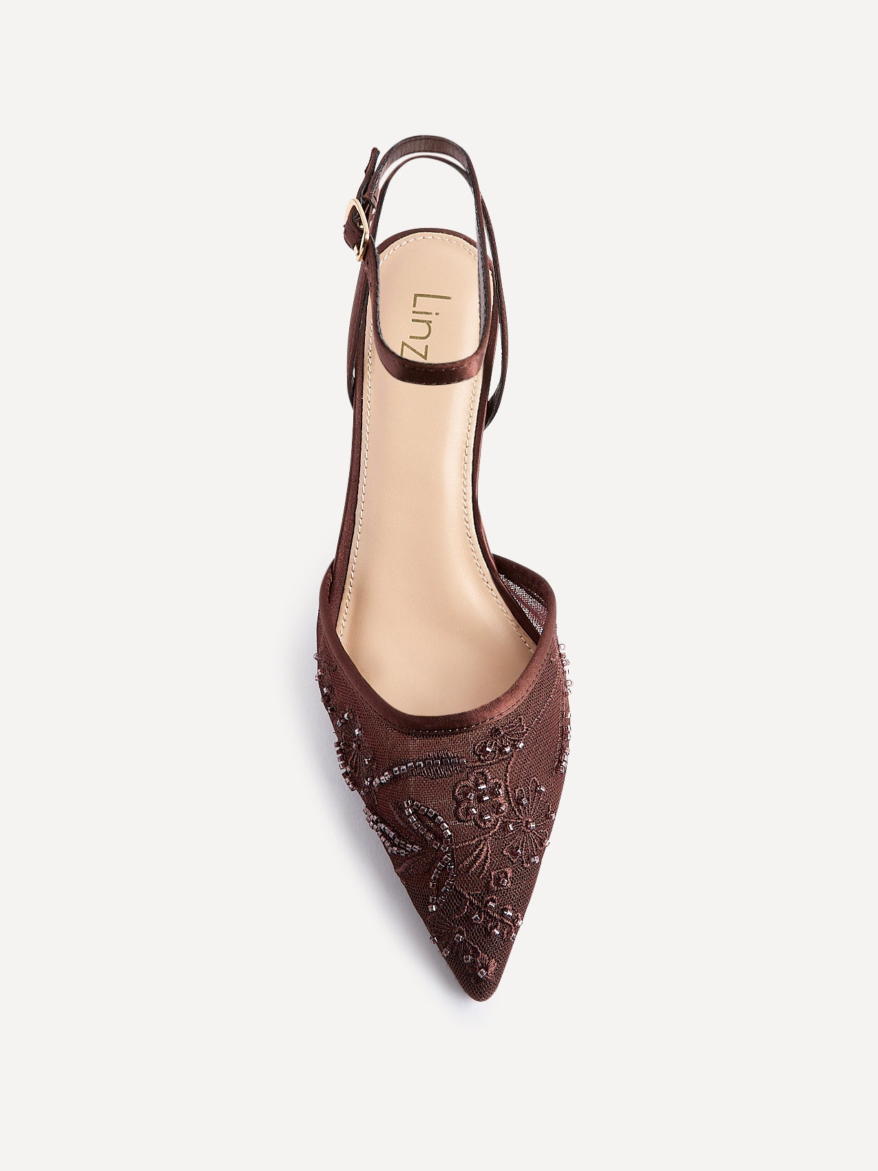 Serenade Brown Beaded Mesh Court Heels