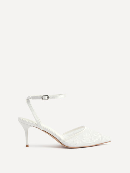 Serenade Bridal Ivory Beaded Mesh Court Heels