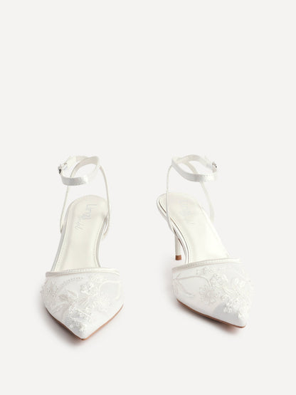 Serenade Bridal Ivory Beaded Mesh Court Heels