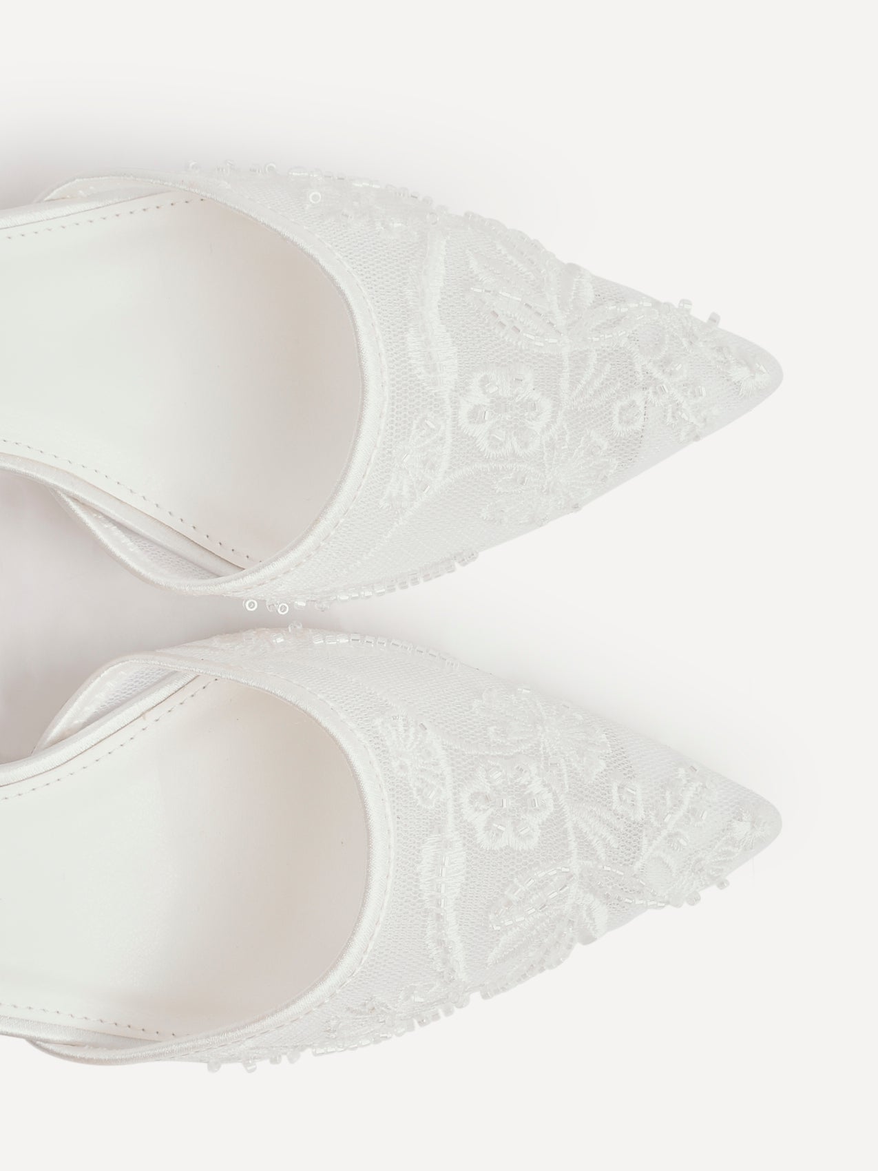Serenade Bridal Ivory Beaded Mesh Court Heels