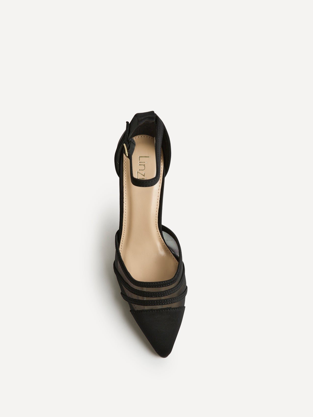 Serri Black Lycra Mesh Court Heels