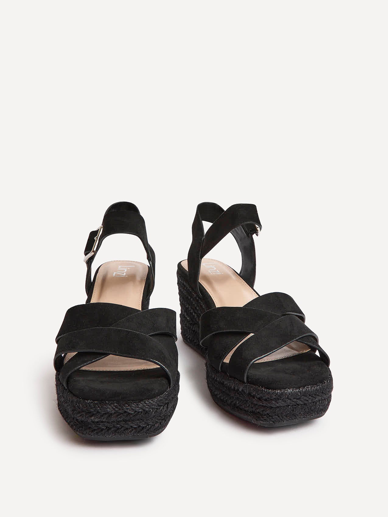 Sheena Black Crossover Espadrille Wedges