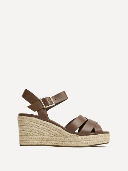 Sheena Brown Crossover Espadrille Wedges