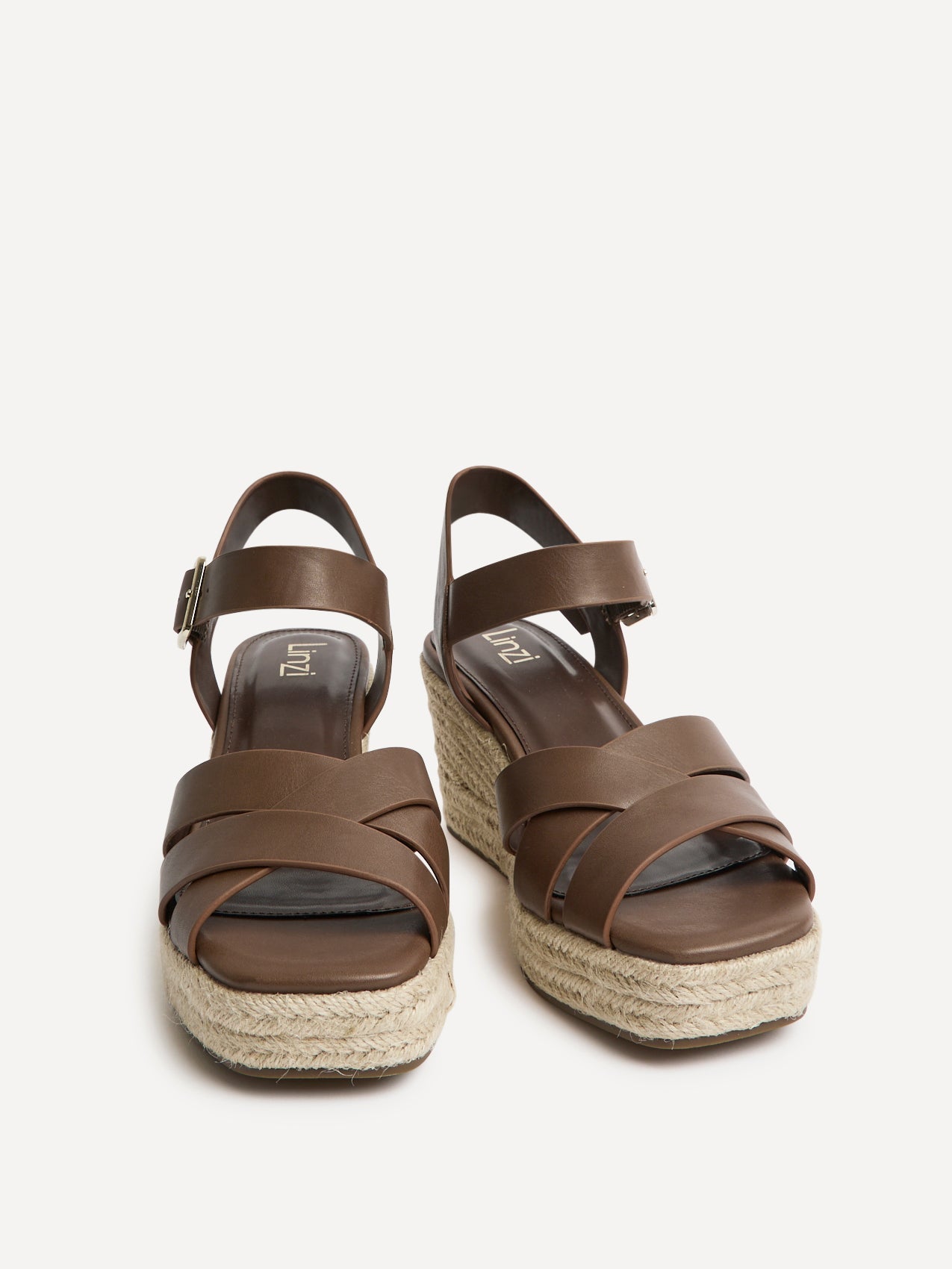 Sheena Brown Crossover Espadrille Wedges