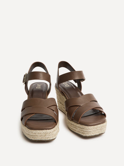 Sheena Brown Crossover Espadrille Wedges