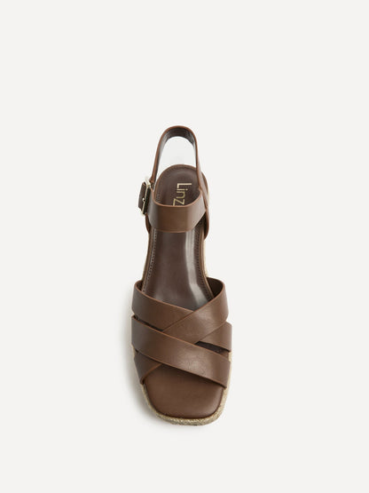 Sheena Brown Crossover Espadrille Wedges