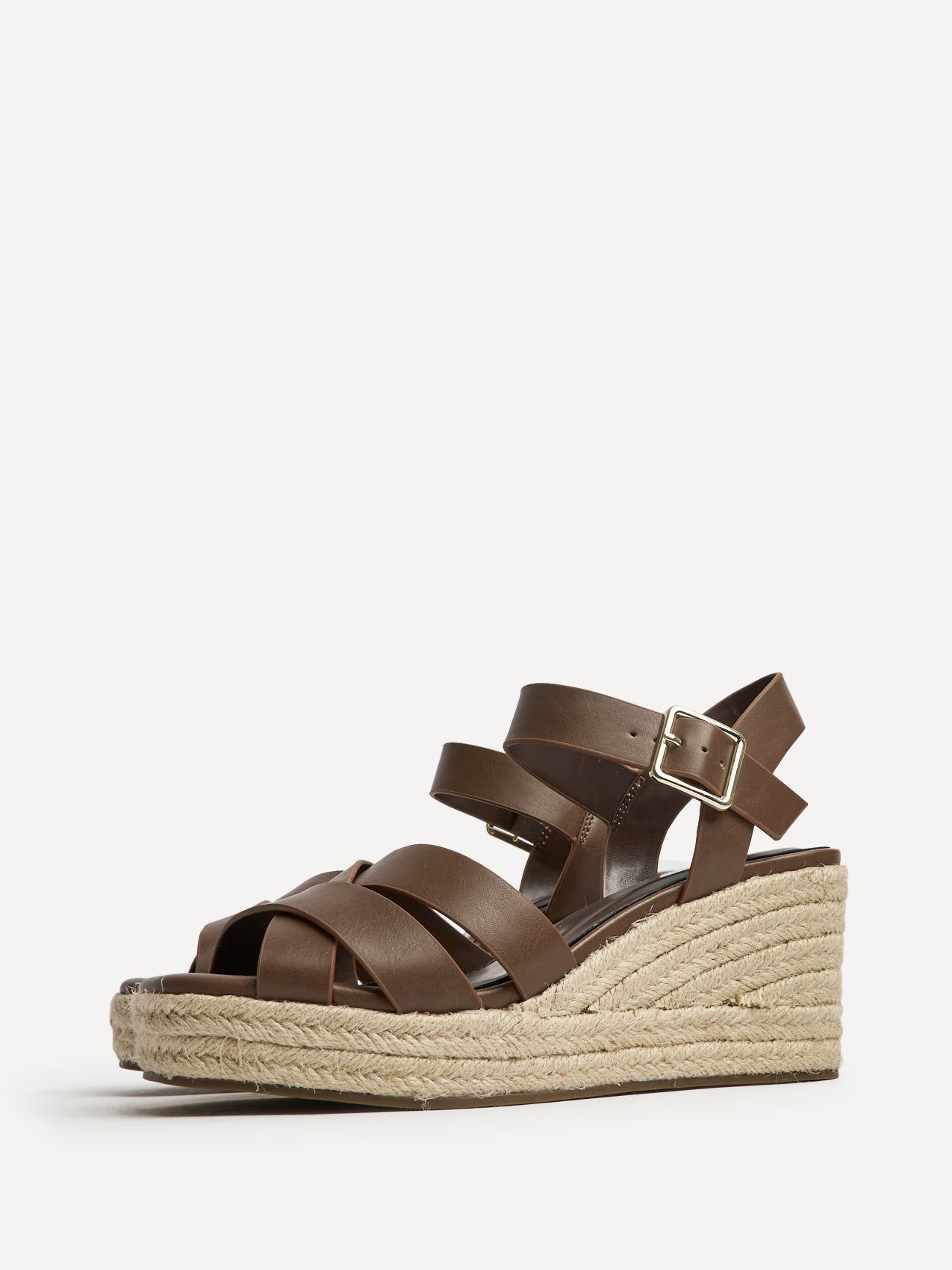 Sheena Brown Crossover Espadrille Wedges