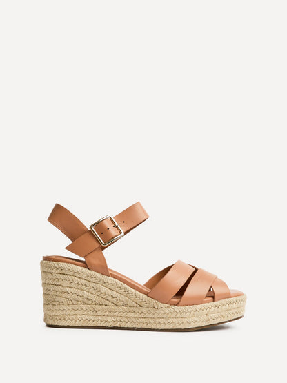 Sheena Tan Crossover Espadrille Wedges