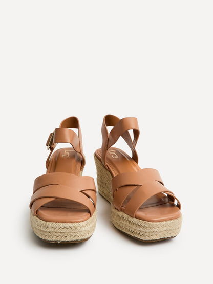 Sheena Tan Crossover Espadrille Wedges