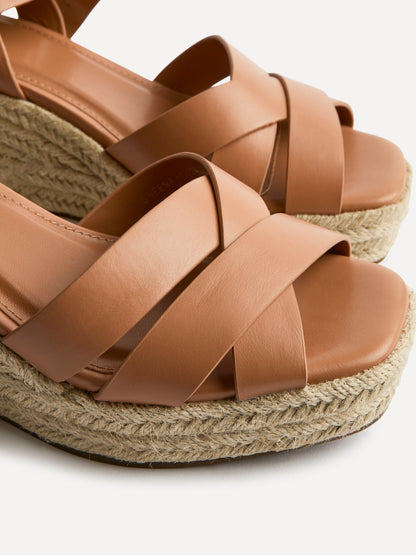 Sheena Tan Crossover Espadrille Wedges