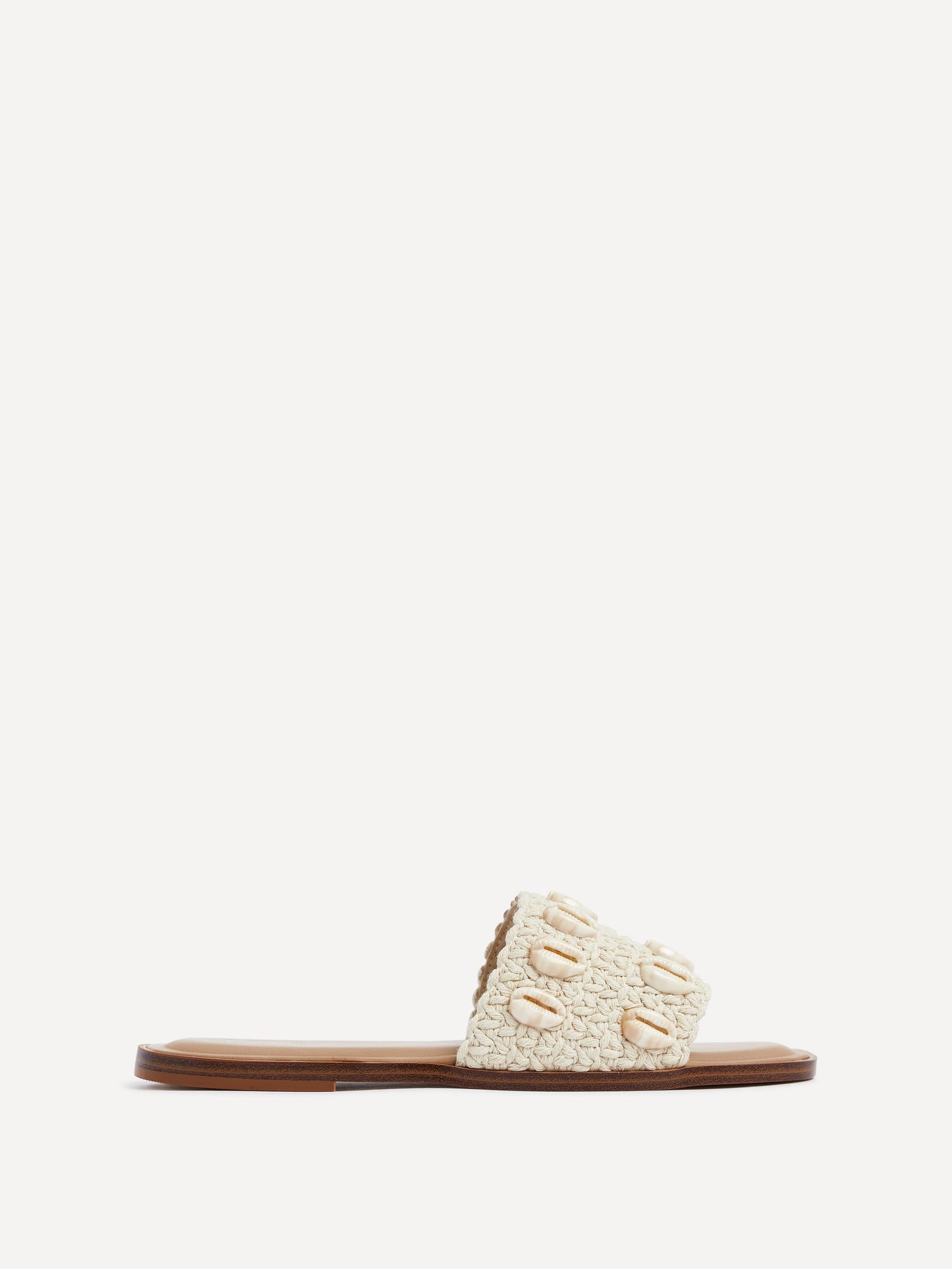 Shell Natural Embellished Slider Sandals