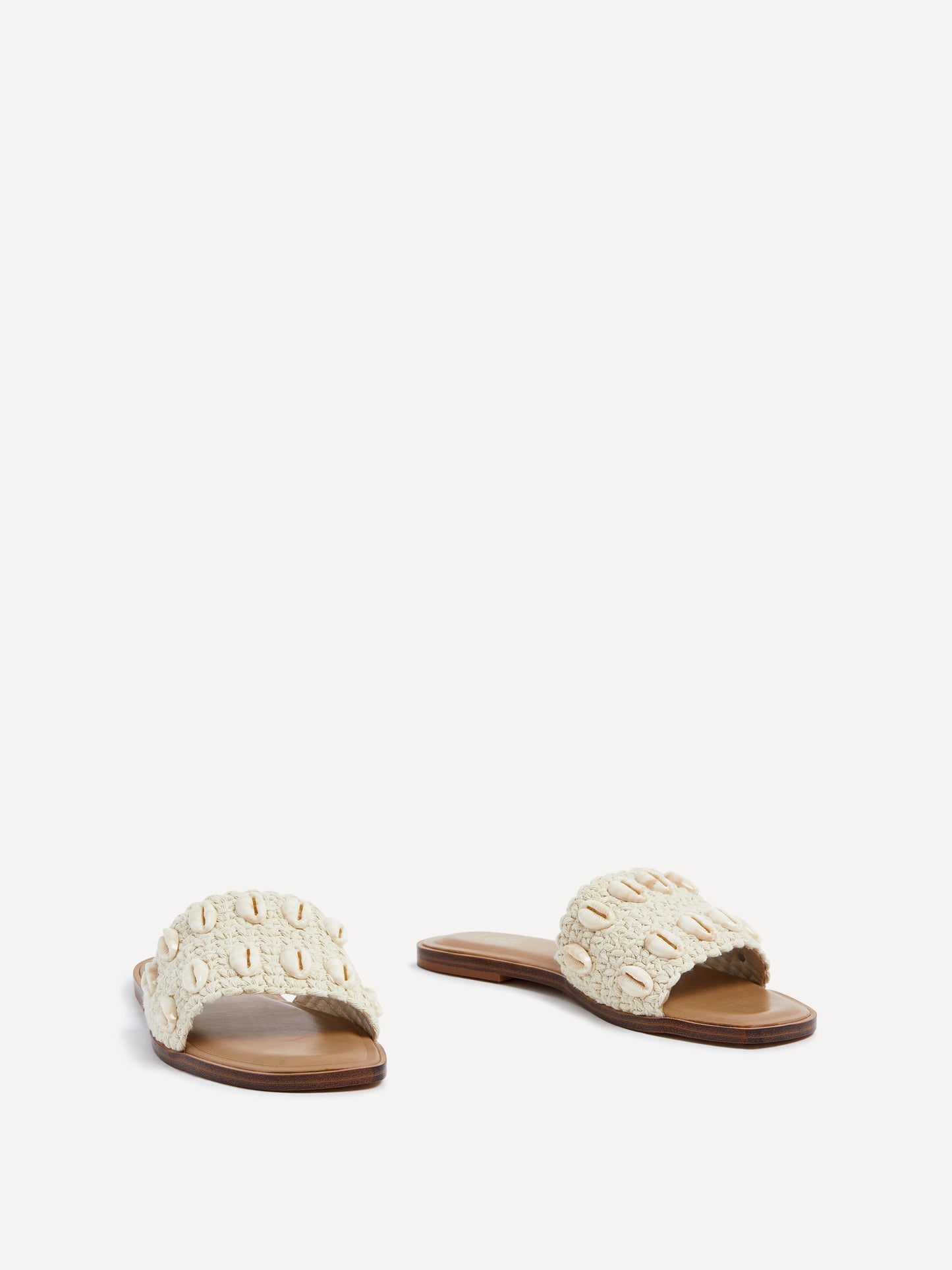 Shell Natural Embellished Slider Sandals
