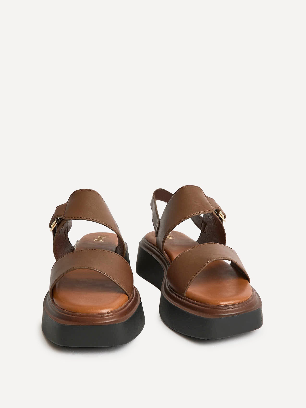 Shift Brown Faux Leather Flatform Sandals