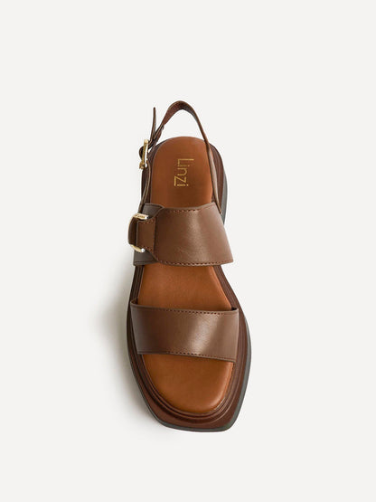 Shift Brown Faux Leather Flatform Sandals