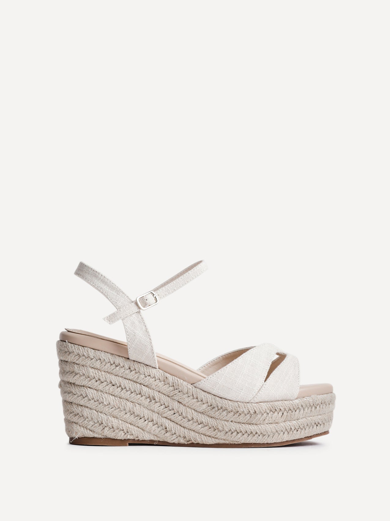 Sian Wide Fit Nude Canvas Wedges