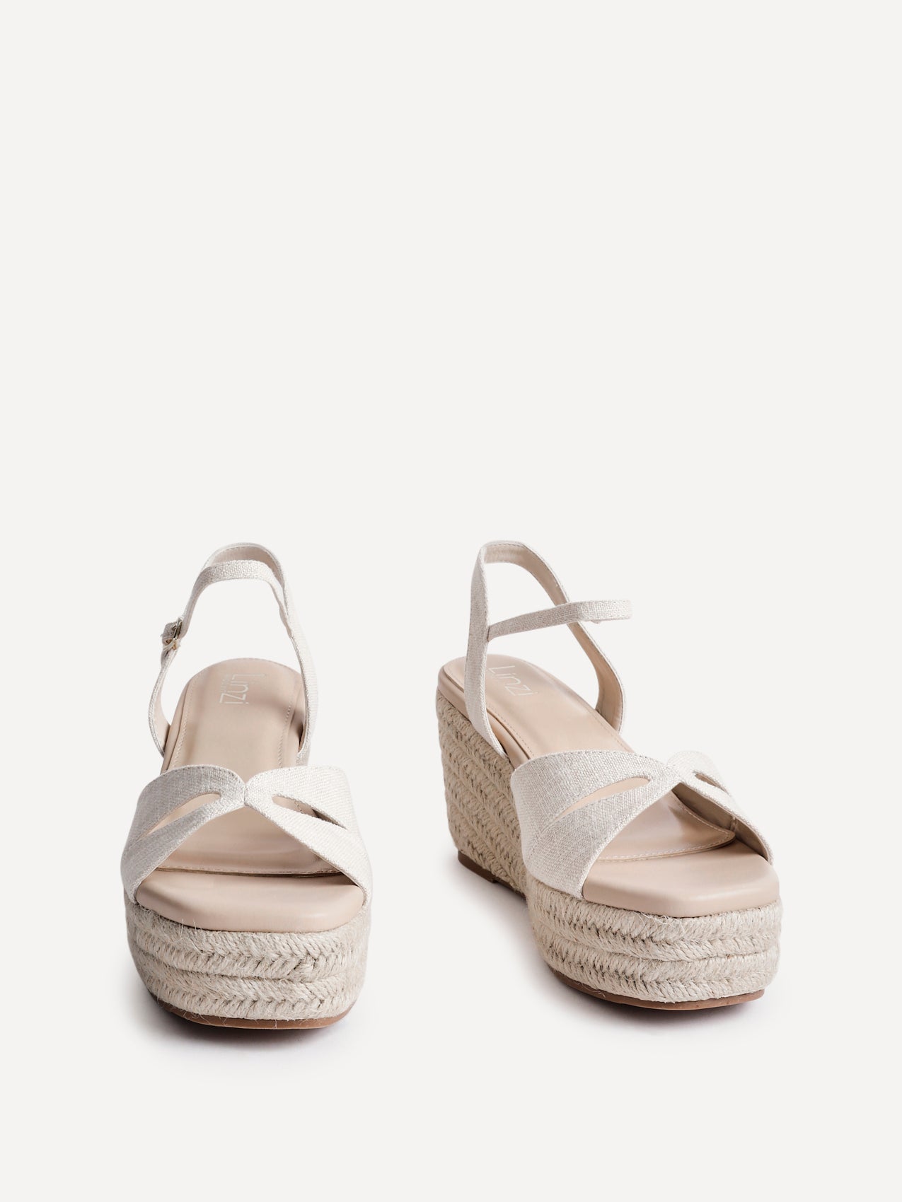 Sian Wide Fit Nude Canvas Wedges
