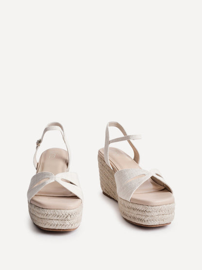 Sian Wide Fit Nude Canvas Wedges
